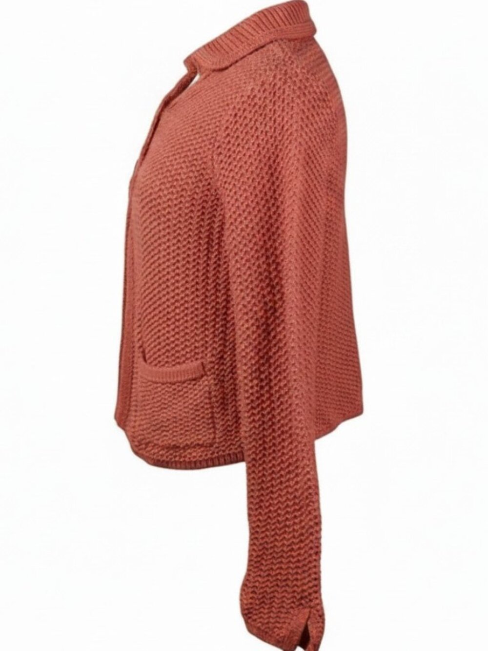 Talbots Salmon 100% Mercerized Pocket Cardigan Sweater - Picture 6 of 11